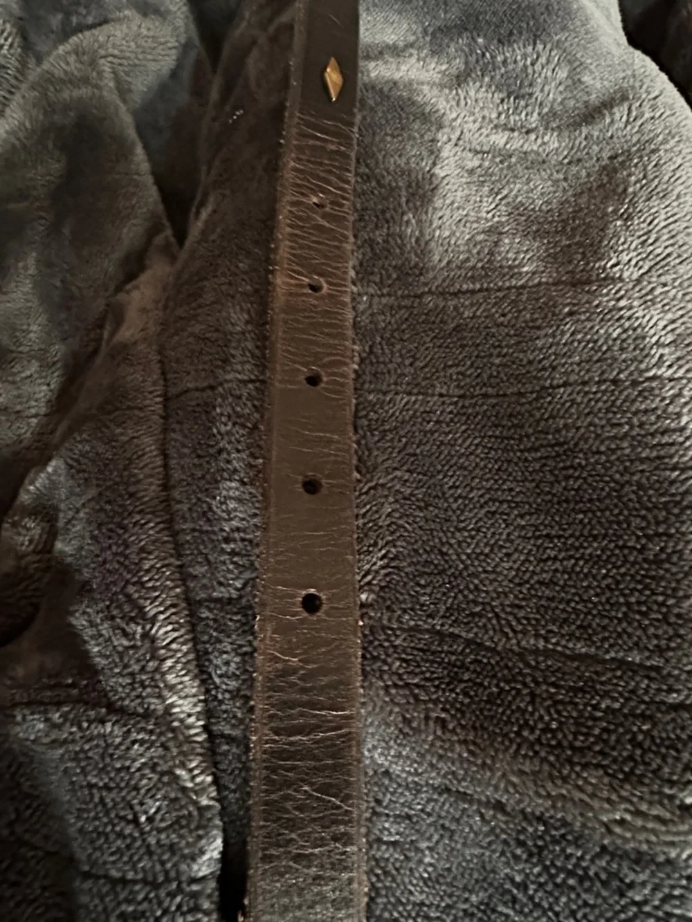 Fossil Y2K Brown Leather Belt with Brass Studs